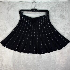 Candies Knit Mini Skirt Striped A-Line Black White Casual Flared Womans Sz Small